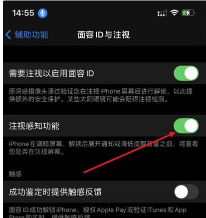 北泉镇苹果14维修网点分享iPhone14注视感知功能有什么用 